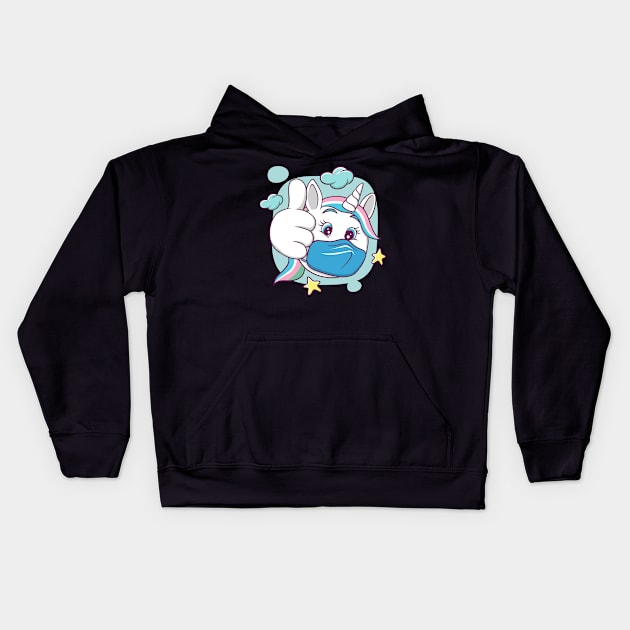 facial expression illustration (wearing a mask is ok) unicorn character Kids Hoodie by ReasArt